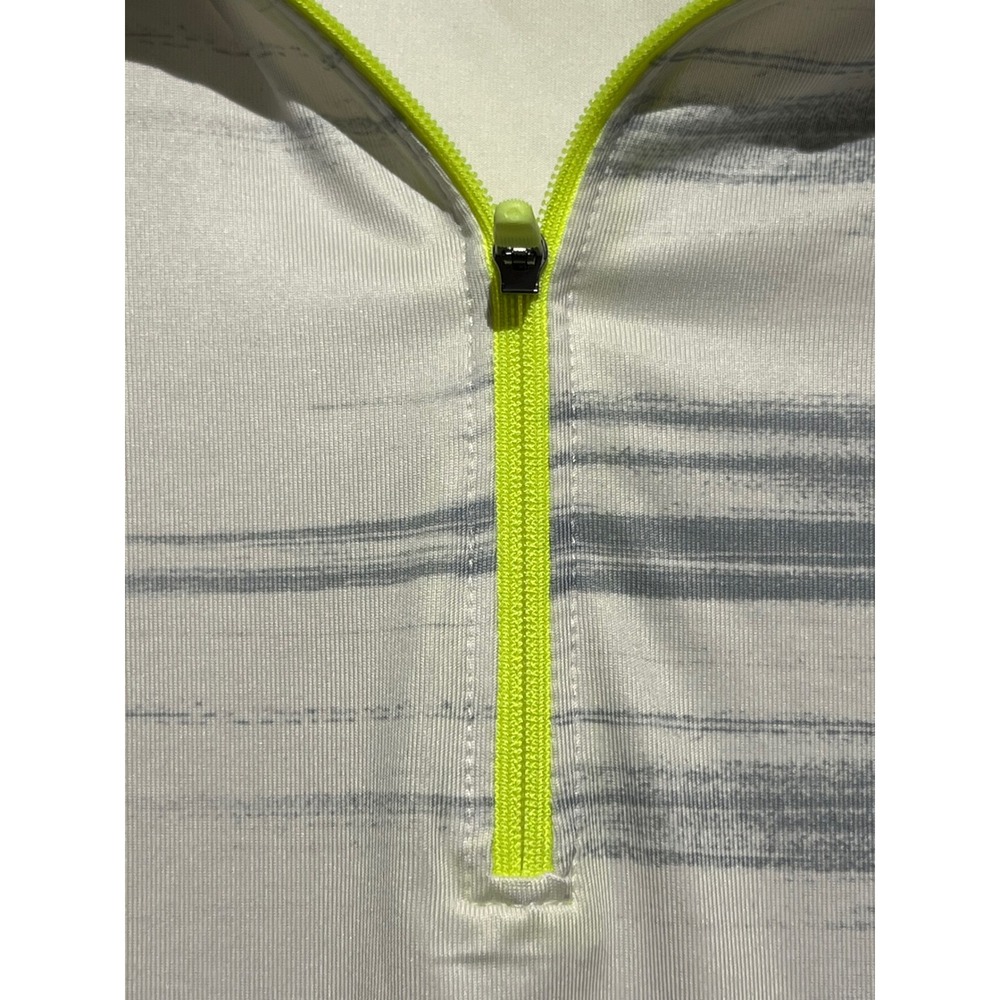 Nike Golf Tour Performance Womens M White Grey Neon Striped Dri-FIT Quarter Zip - Picture 6 of 10